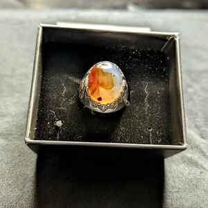Real Yemeni Aqiq Agate Stone, Yemen Islamic Silver Men Akik Aqeeq Ring